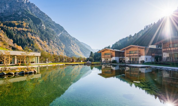 View of the lake and the chalets
