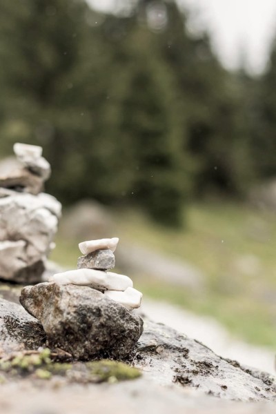Steinskulpturen im Wald