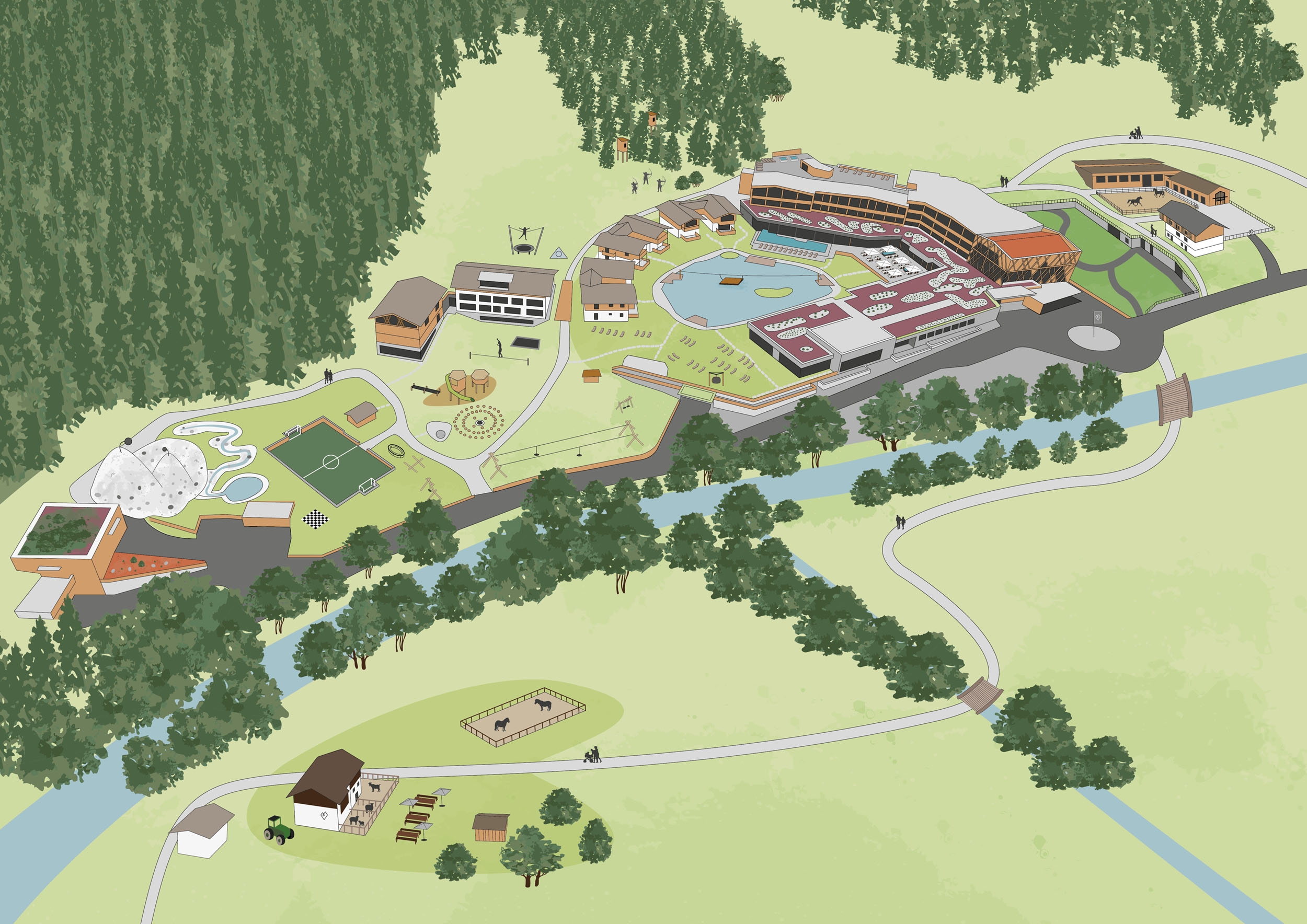 Resortplan des Hotel Feuerstein im Sommer