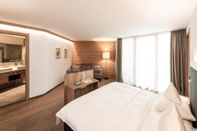 Doppelbett des Familienzimmer Serpentin