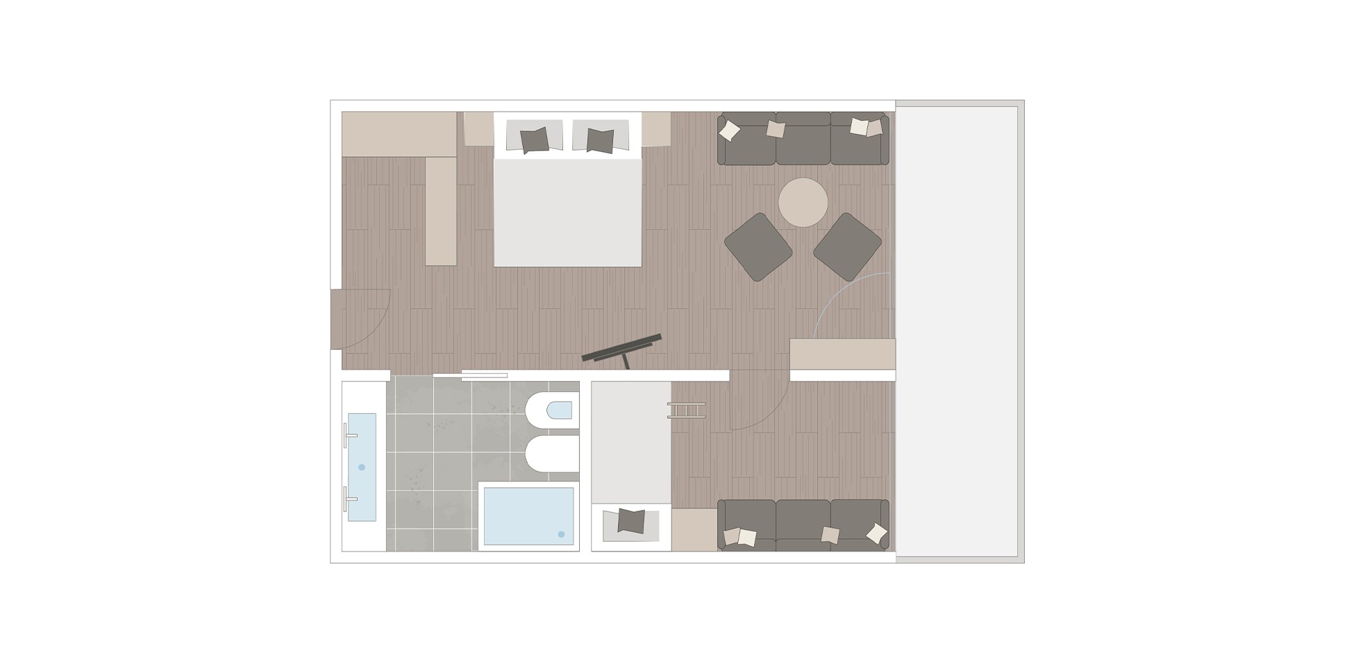 Zimmerplan der Familiensuite Quarzit