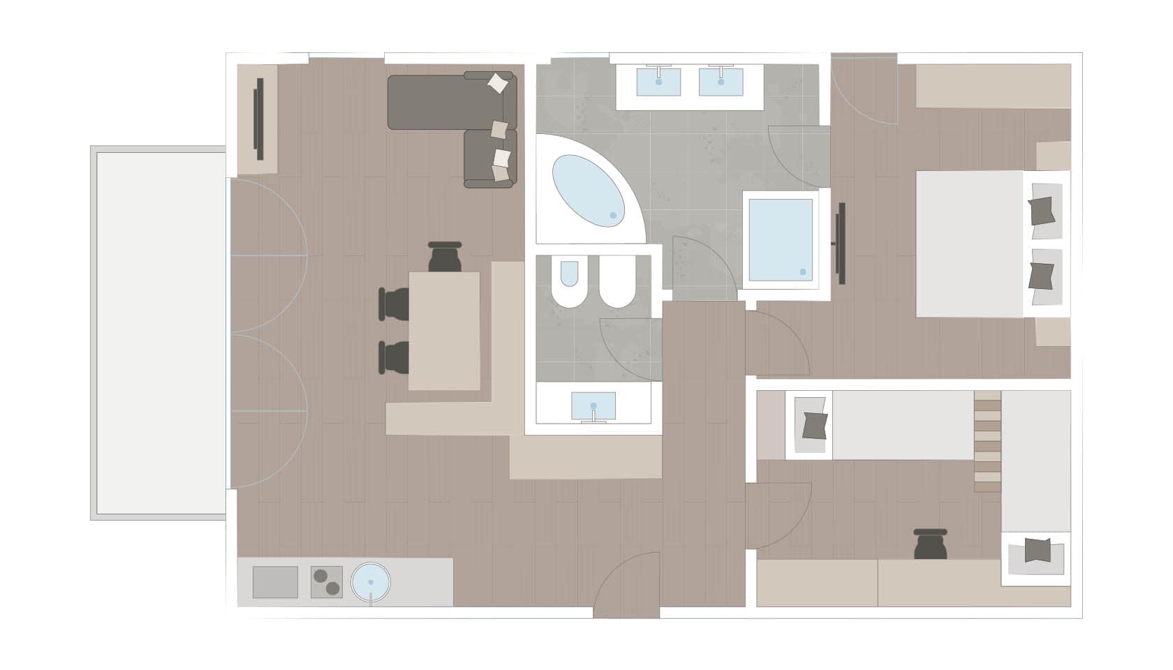 Zimmerskizze des Chalet Bergkristall