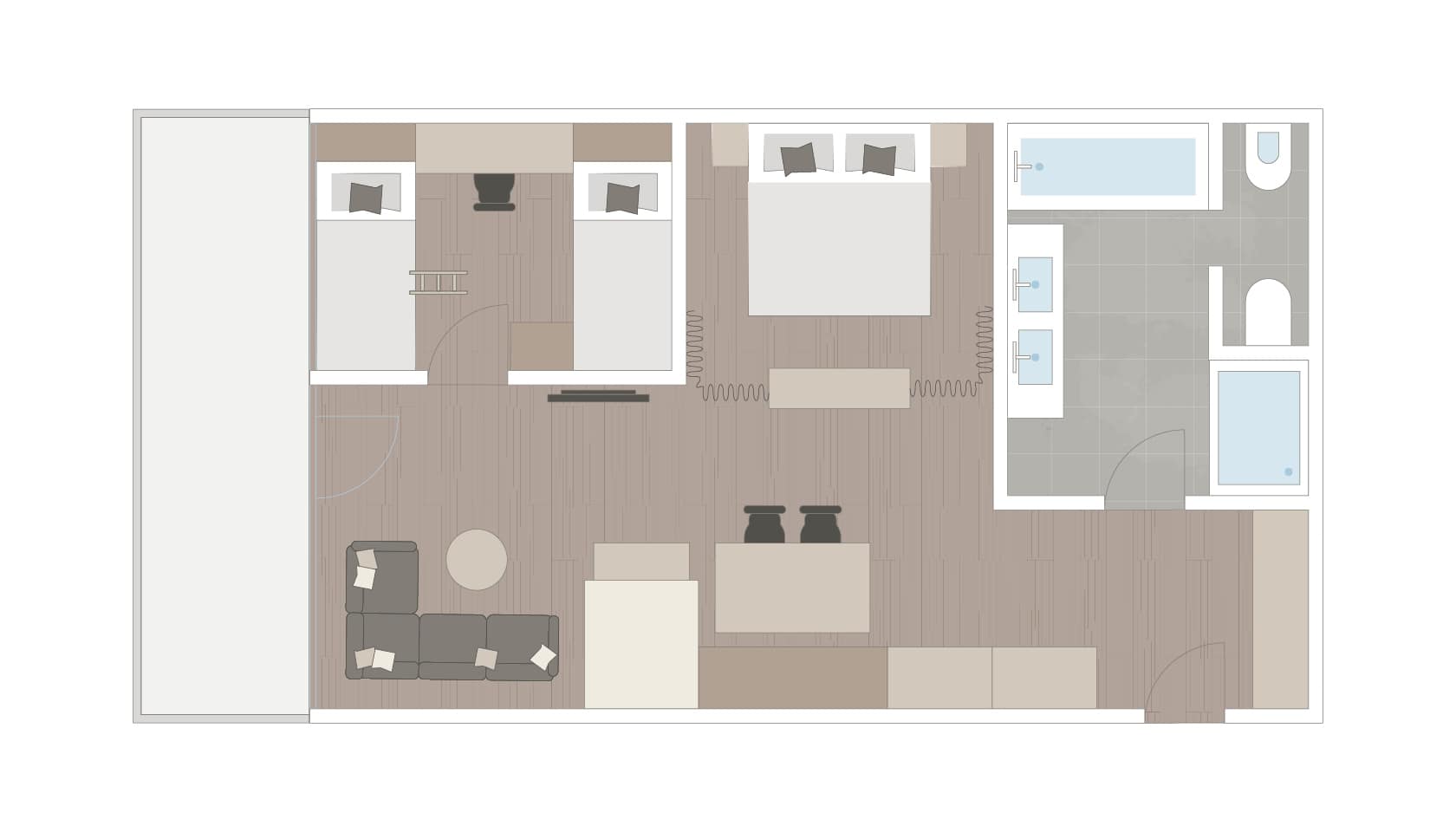 Zimmerplan der Familiensuite Alpenjade